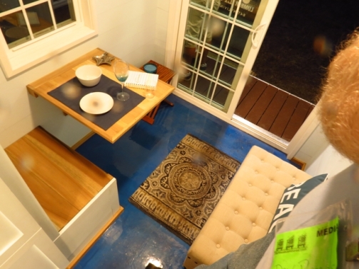 Dining and sitting area in a Tiny Home from 84 Lumber.